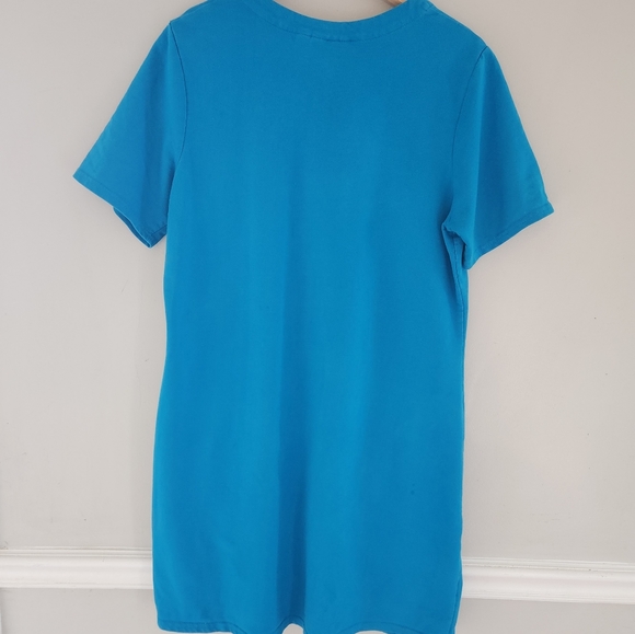 Quacker Factory Blue Short Sleeve Beach cover up with Pam trees Size M - Picture 5 of 7